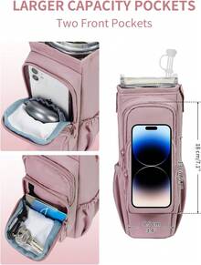 Water Bottle Carrier Bag With Phone Pocket For   Era 40oz Accessories Insulated Water Bottle Holder Pouch With Strap  Cup Sling Bag With Straw Cover For Crossbody - 玫紅色 - 查看 5