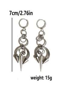 2pcs Gothic Style Silver Stainless Steel Horseshoe Rivet Earrings, For Men & Women For Party & Daily Wear