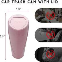 Car Trash Can Bin With Lid, Mini Leakproof Vehicle Side Door Cup Holder Trash Can With Lid, Multipurpose Organizer Portable Garbage Bin For Cup Holder Car Home Office (Pink) - Hot Pink - View 2