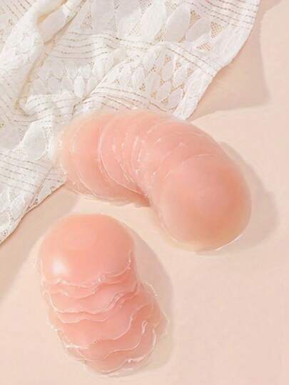 10pcs Reusable Seamless Silicone Bra Liners - Invisible, Self-Adhesive, Nipple Concealer For Women - Comfortable, Breathable, Easy To Clean Bra Accessories