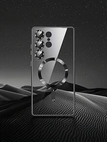 CteGlodrix Luxury Soft TPU Magnetic Transparent Phone Case, Suitable For Samsung Galaxy S25 S24 FE S23 S22 S21 Ultra Plus Edge, Transparent Magnetic Wireless Charging, With Lens Protector, Shock-Proof, Waterproof, Anti-Fall, Anti-Scratch. - Silver - View 9