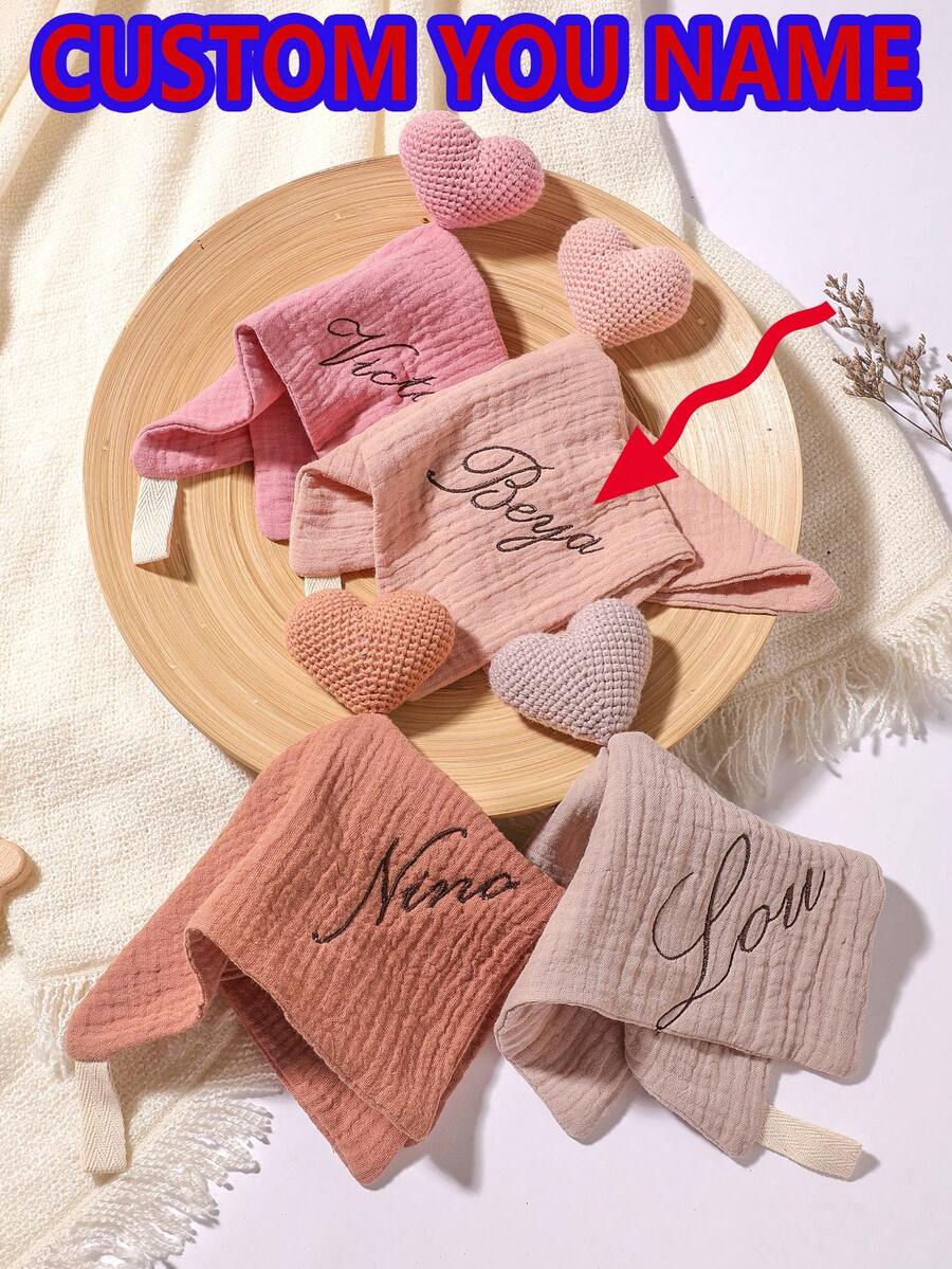 1pc Customized Embroidered Name Baby Rabbit Comforter Soft & Cute, Great Gift For Baby Boys & Girls - Multicolor - View 1