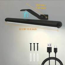 1 pièce, Applique murale rechargeable à LED, Éclairage avant de miroir à la maison, Éclairage de peinture, Éclairage d'affichage d'art, Avec télécommande, 3 températures de couleur et luminosité réglable, Convient pour cadre, peinture à l'huile, cible de fléchettes, éclairage de bureau