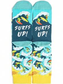 Calcetines Divertidos Lavley Para Hombres - Regalos Novedosos Para Fanáticos del Deporte, Golf, Pickleball, Levantamiento de Pesas, Carreras y Más - ¡A surfear! - Ver 4