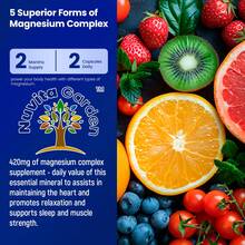 5-In-1 Magnesium Complex Supplement 420mg + Vitamin B6 30mg, Support Heart, Relaxation, Sleep & Bone Health - 120 Vegan Capsules - unflavor - 查看 8
