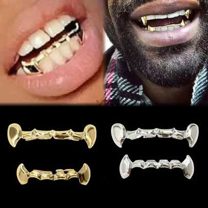 万圣节时尚闪亮尖牙嘻哈说唱牙齿饰品