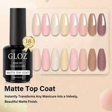 GLOZ 18ml Matte Gel Nail Polish Top Coat, No Wipe Gel Top Coat, Removable Matte Effect, Long-Lasting, DIY Gift, Home Manicure Salon - 無色 - 查看 2