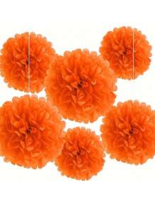 9 个橙色纸花球、创意纸花球、纸球悬挂纸花球、纸巾花球悬挂装饰、纸泡泡球悬挂纸花球装饰、婚礼派对庆祝活动装饰