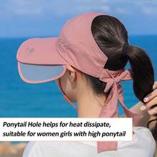 Peicees Wide Brim Visor Hat For Women Golf Visor Cap Sun Protection Hat For Beach Garden Tennis Running Sunshade Hat - Pink - View 10
