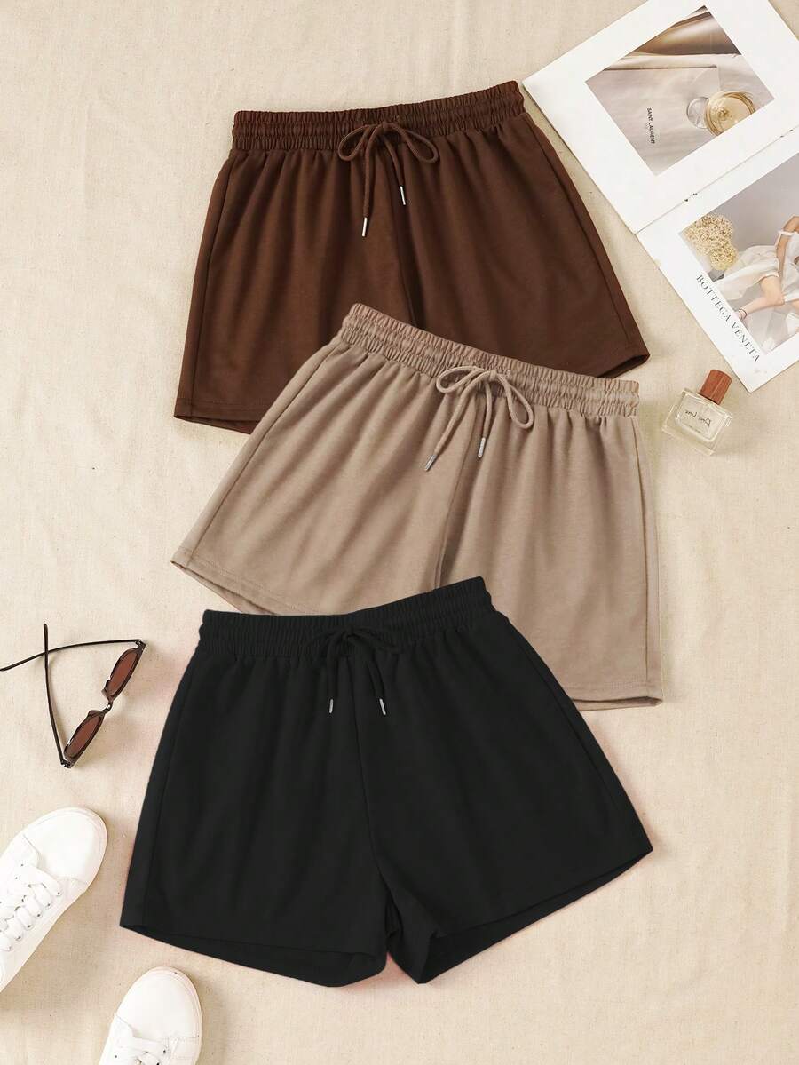 Bộ 3 quần short thể thao co giãn, thích hợp mặc mùa hè, phù hợp cho hoạt động ngoài trời, thể thao, du lịch, đi bộ trong thành phố và các dịp khác, thoải mái và dễ phối đồ, bộ quần short thể thao nữ, quần short mùa hè. - Màu Khaki - Xem 1