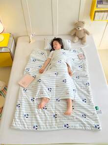 1 件装加厚腹部保暖防踢毯袋，卡通恐龙印花双面多功能幼儿睡袋，适合身高 100 厘米/120 厘米/150 厘米以下