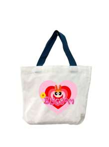 THE POWERPUFF GIRLS Cute Cartoon Policewoman Design Canvas Lunch Bag, Tote Bag With Large Capacity, Suitable For Students, Office Workers