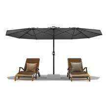 mteryoing 13FT Outdoor Umbrellas For Patio, Double-Sided Rectangular Patio Umbrella Market Umbrella With Base Waterproof And Windproof Fade Resistant Canopy For Deck Pool Garden Backyard - Grey - View 5