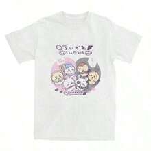 Chiikawas Japanese Manga Cute Cartoon Y2K T Shirt Beach Japan Mniniso Streetwear T Shirts Cotton Novelty Tshirt For Male Tees - trắng - Xem 1