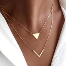 1 Stück elegante geometrische Dreieck V-förmige Anhänger Halskette, modische Schlüsselbein Kette für Frauen, fein und hochwertig, geeignet für alle Jahreszeiten, perfekt als Geschenk zum Lehrertag, Abschluss für Studenten, Freunde, Töchter