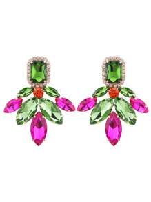 ACEHLN Elegant Copper Alloy Teardrop Angel Wings Dangle Earrings With Sparkling Rhinestones Perfect For Daily Wear, Weddings, And Holiday Celebrations, Everyday Earrings|Teardrop Dangle Earrings|Rhinestone Adorned Earrings