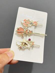 5pcs Fashion Versatile White Heart-Shaped Hair Clips - View 7