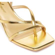 Athlefit Tacones De Mujer Strappy Kitten Heels Square Toe Ankle Strap Sandals Dressy Party Shoes - 金色 - 查看 3