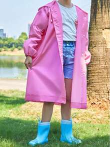 1 件可重复使用的便携式透明全身雨衣，EVA 加厚一体式雨衣，男女通用成人学生户外旅行雨披，防风防水，适合骑自行车、徒步旅行、休闲女士风格，保持干爽时尚 - 粉色 - 查看 12