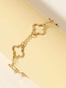 1 pulseira elegante com design de flor vazada dourada para mulheres, o melhor presente para mãe ou namorada