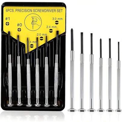 6pcs Mini Screwdriver Set, Small Professional Repair Tool Kit With 6 Different Sizes Of Flat Head And Screwdrivers, Precision Screwdriver Set For Jewelry, Watches, Phones, Glasses Repair