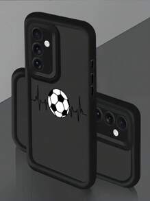 足球 1 件多巴胺楼梯相框手机壳，带有可爱的 2D 足球图案，兼容 Apple 12/13 Pro Max，全保护套，简约设计，柔和卡通风格，完美保护您的手机，兼容 Honor X7/Galaxy A56 5G/Infinix Smart 8/Infinix Hot 40i/Transsion Spark 20/Transsion Spark 20C/Transsion Spark Go 2024/Redmi Note 14 5G/ Moto E22/E22i/OPPO A54 防水防震防摔防刮 - 黑色 - 查看 1