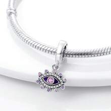 1 Pc S925 Sterling Silver Colored Zirconia Devil's Eye Pendant For DIY Bracelet Necklace Jewelry Making Exquisite Jewelry Gifts For Women, Family And Friends.