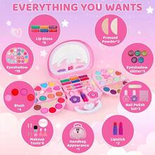 女童化妆套装公主化妆包礼盒儿童演出彩妆套装仿真梳妆台口红眼影腮红儿童过家家化妆化妆品非真妆 - M-635 彩妝包 - 查看 4