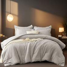 Summer Textured Fat Comforter Set, 2/3-Pcs Bed Comforter Set,Chic Soft Breathable Comforter Summer Bedding Set, Suitable For All Seasons, Vacuum Compression Package, 1 Or 2 Pillowcases And 1 Comforter, Premium Hotel Room Decor, Wonderful Gift. - 卡其色 - 查看 1