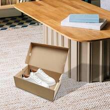 Kraft Paper Shoe Storage Box Assembly Shoes Case Space Saving Shoes Display Box Dustproof Shoes Holder Shoes Organizer 33cmx22cmx12cm - 棕色 - 查看 2