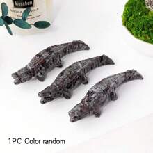1pc Natural Crystal Obsidian Crocodile Crystal Animal Carving Creative Desktop Decor