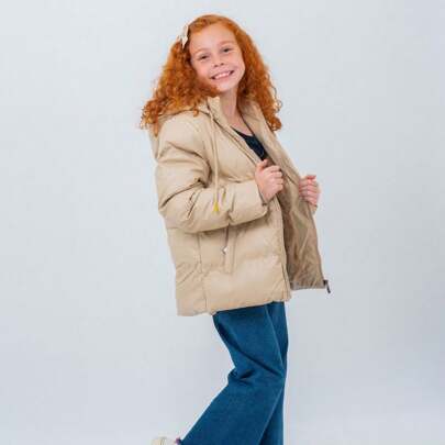 Casaco jaqueta puffer inverno peluciada