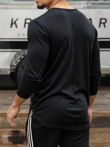 Camiseta Manga Larga Hombre Casual con Bolsillo – Tejido Suave y Confortable - Gris Oscuro - Ver 2