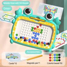 1 pieza Tablero magnético de dibujo para niños - Rompecabezas de arte de puntos coloridos con bolígrafo de estilo, juegos de clasificación de colores y juguete sensorial, forma de cangrejo y conejo, juguete educativo STEM para niños de 3 a 6 años, tableta para dibujar portátil, regalos de cumpleaños para niños y niñas