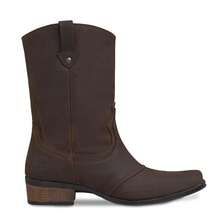 Bota Hombre URBAN COWBOY Piel Natural Punta Cuadrada Rodeo Vaquera Básico Cremallera lateral Exterior - Café integral - Ver 2