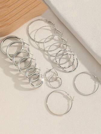 8pairs/Set Fashionable Metal Hoop Earrings, Suitable For Daily Wear, Great Gift For Friends