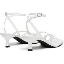 Athlefit Tacones De Mujer Strappy Kitten Heels Square Toe Ankle Strap Sandals Dressy Party Shoes - 白色 - 查看 4