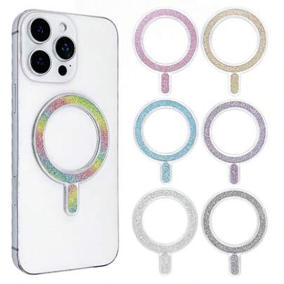 Crystal Glitter Magnetic Adapter - For Magnetic Chargers, Phone Case Converter Rings, Compatible With IPhone//Android Phones