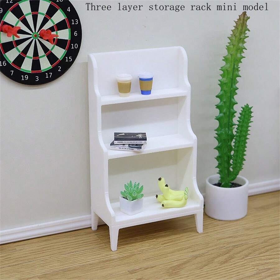 1pc Realistic Storage Rack Model, 3-Tier Display Shelf Miniature, Fruit & Vegetable Market Rack, Miniature Golden Candle Holder, Mini European Candle Holder, Realistic Vintage Candle Lamp, Miniature Western Restaurant Scene Decor, Home Decor Accessory, Dollhouse Furniture, Halloween, Christmas Party Decoration, Gift