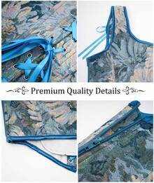 Womens Vintage 1920s Renaissance Lace Trim Corset Bustier, Retro Fashion - Blue Vintage - View 4