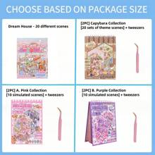 Miniature Landscape Sticker Collection, 3D Stereoscopic Mini Cottage, Girl Decoration Stickers, Miniature Scene Stickers, DIY Handmade Supplies, Scrapbook Decoration Gifts School Supplies,Back To School