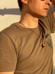 Collana artigianale con pendente all'occhio di tigre | Pendente in pietra naturale punteggiata | Simbolo di energia decorativo | Gioiello di stile minimalista classico, adattabile, perle da 18mm, adatto a uomini e donne