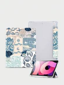 1 pieza Funda protectora para Tablet con collage de paisaje costero y elementos oceánicos, compatible con iPad 10.2", iPad Pro 2021/2020, iPad 9th/10th Gen, Galaxy Tab A8 10.5" 2022, Matepad 10.4"/Tab, antichoque, con ranura para lápiz, función de suspender/reanudar