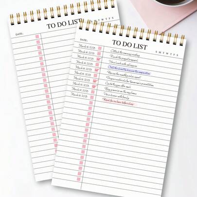 Trees 1pc Undated To-Do List Notebook / Daily Planner / Schedule Organizer / Spiral Bound Task List / Agenda, Improve Efficiency, 8.5" X 5.5", 100gsm Paper