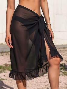 女士沙滩纱笼比基尼泳装泳衣围巾泳装罩衫纱笼披肩女士