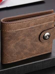 1 Piece - New Men's Short Wallet With Buttons High Appearance Level Patchwork Leather Multi-Slot Coin Purse Men's Card Bag For Men Wallet Mini Wallet Purse Wallet Men Wallet Leather Small Wallet Money Wallet