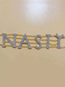 1 colar com strass da moda com a letra "NASTY", acessório de joia sexy para festa feminina