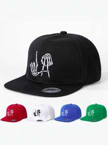 1 件可调节刺绣骷髅 LA 平檐棒球帽，户外防晒休闲帽，适合春季、秋季、旅行、海滩度假、男士、Y2K 风格