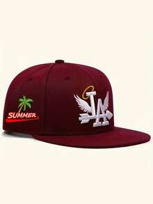 1pc Embroidered LA Hot-Stamping Flat Brim Baseball Cap, Outdoor Adjustable UV Protection Casual Hat Suitable For Spring Autumn Travel Beach Holiday, Men"S Sun Hat, Y2K Style - Baseball Cap - View 28