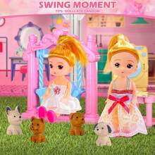 DOLOOWEE (Quick Ship)Dolls House Toys,  10 Rooms Dolls House With 2 Princesses Slide Accessories, Playset Playhouse Gift - 粉色 - 查看 3